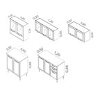 Cozinha Compacta Em Aço 4 Peças 12 Portas 2 Gavetas Paneleiro