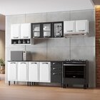 Cozinha Compacta Em Aço 4 Peças 12 Portas 2 Gavetas Paneleiro