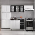 Cozinha Compacta Em Aço 4 Peças 13 Portas 2 Gavetas Paneleiro