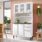 Cozinha Compacta Em Aço 6 Portas (sendo 3 De Vidro) 2 Gavetas