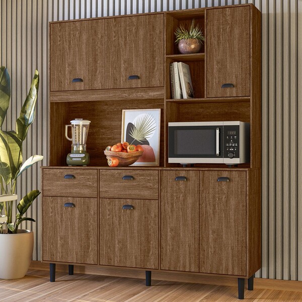 Cozinha Compacta Eva 7 Portas 2 Gavetas Évora Rústico - Nicio