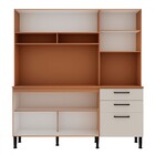 Cozinha Compacta Fiore 4 Portas 3 Gavetas 100% Mdf Freijó/off