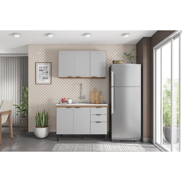 Cozinha Compacta Firenze 02 Peças 06 Portas 02 Gavetas Amendo