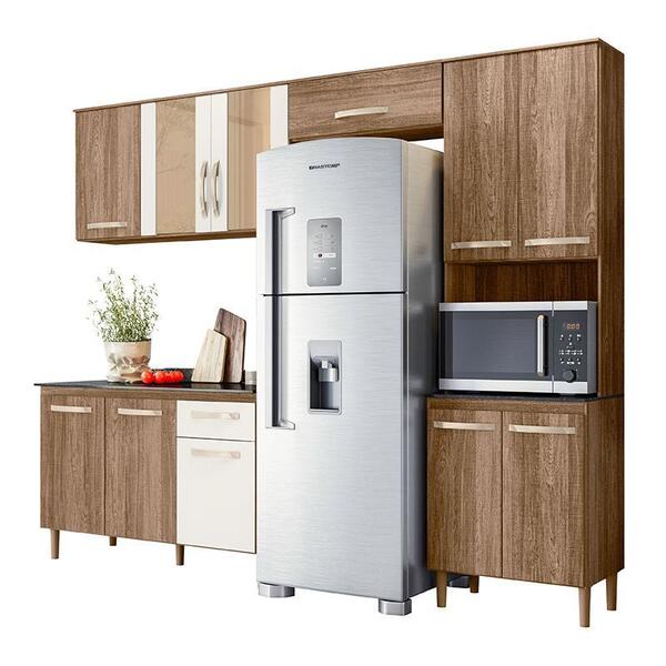 Cozinha Compacta Fit 11 Portas Com Balcão 120cm - Nicioli
