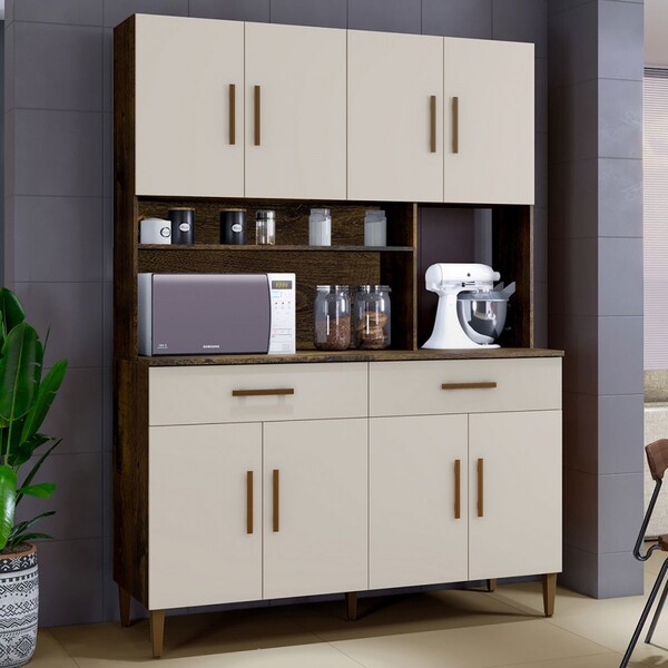 Cozinha Compacta Fortaleza 8 Portas 2 Gavetas Ypê/off White -