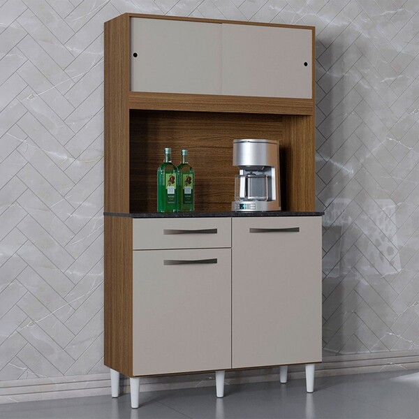 Cozinha Compacta Grazi 4 Portas 1 Gaveta Castanho/off White -