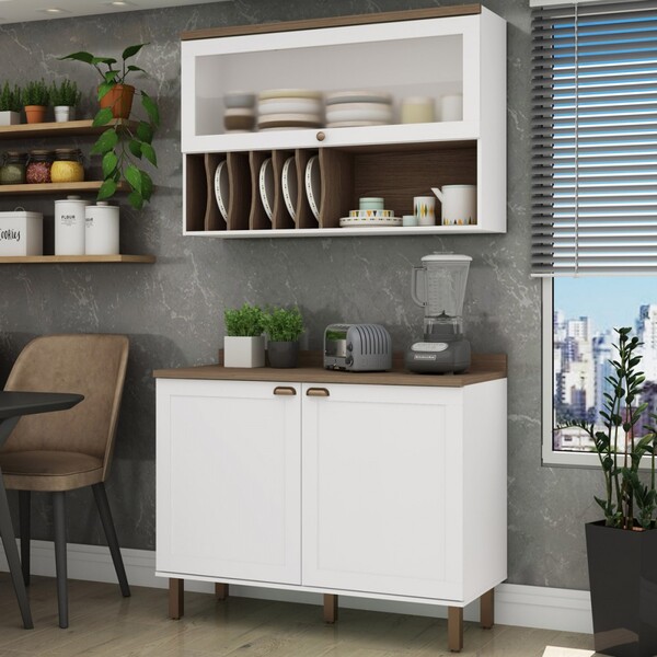 Cozinha Compacta Iluminata 3 Portas 100% Mdf Branco - Genialf