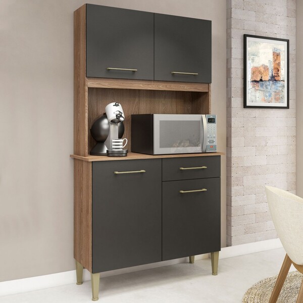 Cozinha Compacta Isabella 4 Portas 1 Gaveta Manchester/grafit