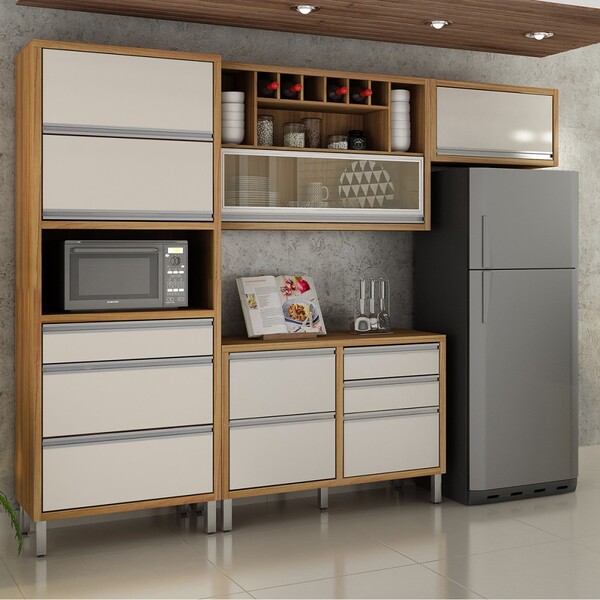 Cozinha Compacta Jade 8 Portas 3 Gavetas Carvalho/off White -