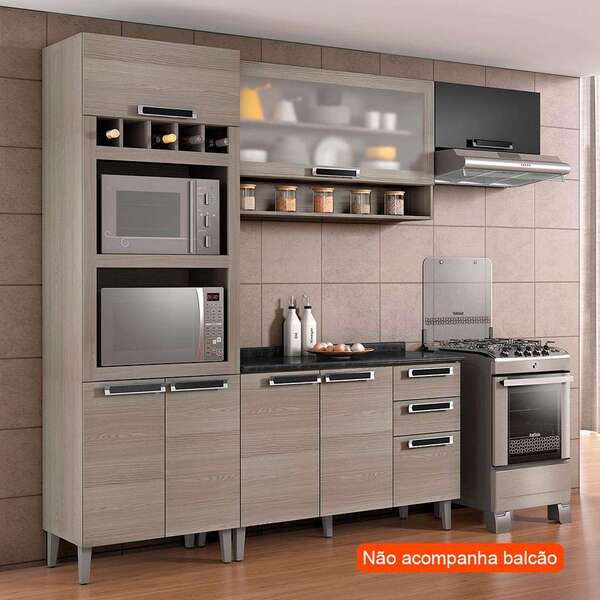 Cozinha Compacta Jazz 5 Pt Bege E Preta