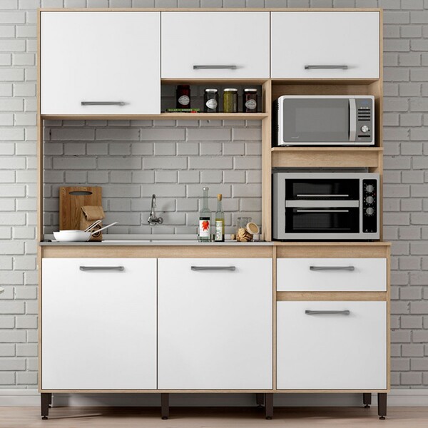 Cozinha Compacta Julia 6 Portas 1 Gavetas Patina/branco - Del