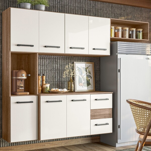 Cozinha Compacta Juliete 7 Portas 2 Gavetas Carvalho Rústico/