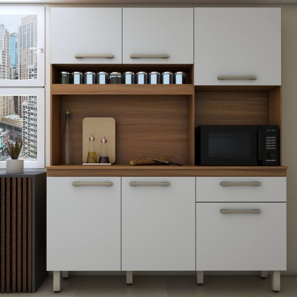 Cozinha Compacta Larissa 6 Portas 1 Gaveta Freijó/branco - Pa