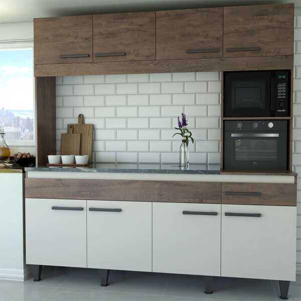 Cozinha Compacta Larissa 8 Portas 1 Gaveta Itaúba/off White -