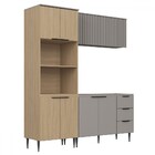 Cozinha Compacta Lavínia 7 Portas 3 Gavetas Ripado Imperial/f