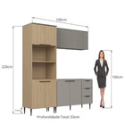 Cozinha Compacta Lavínia 7 Portas 3 Gavetas Ripado Imperial/f