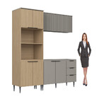 Cozinha Compacta Lavínia 7 Portas 3 Gavetas Ripado Imperial/f