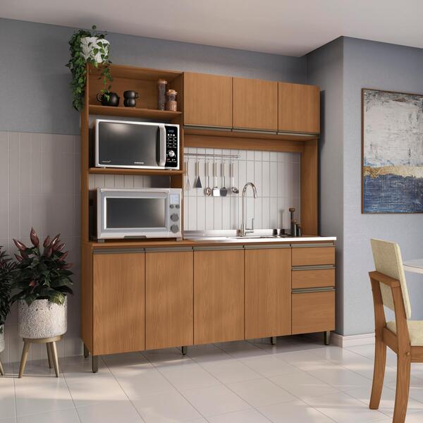 Cozinha Compacta Luna Com Cuba De Pia Kappesberg 3 Peças Cane