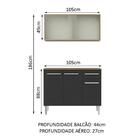 Cozinha Compacta Madesa Emilly 105001 Com Armário E Balcão -