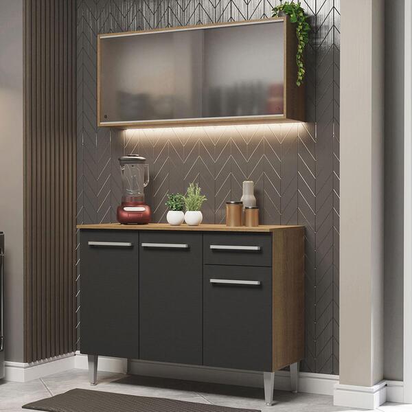 Cozinha Compacta Madesa Emilly 105001 Com Armário E Balcão -