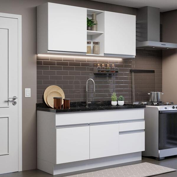Cozinha Compacta Madesa Glamy 150002 Com Armário E Balcão (se
