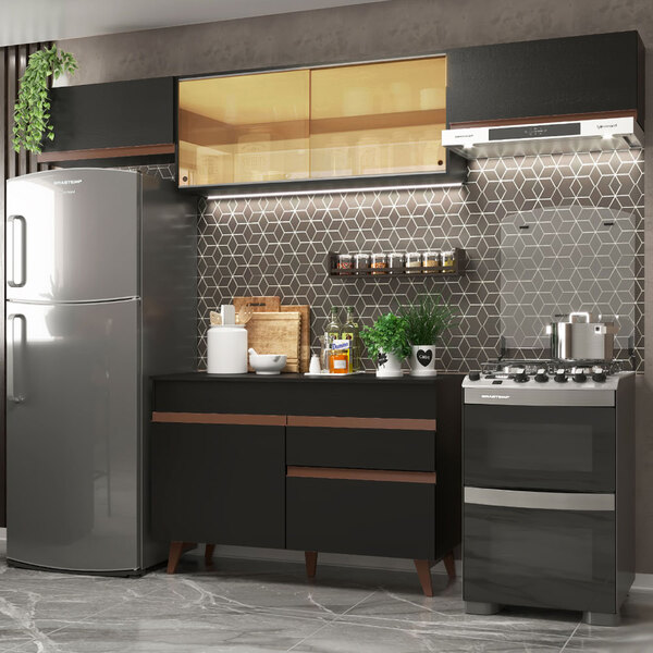 Cozinha Compacta Madesa Reims 260003 Com Armário E Balcão - P