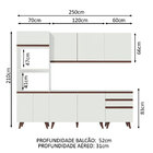 Cozinha Compacta Madesa Reims com Balcão - 8 Portas 3 Gavetas