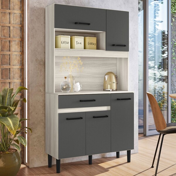 Cozinha Compacta Magazin 5 Portas 1 Gaveta Bianco/chumbo - Ni