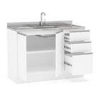 Cozinha Compacta Mali 3 Peças Armário Balcão E Aéreo Branco P