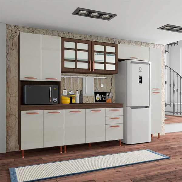 Cozinha Compacta Marília 12 Pt 2 Gv Noce E Off White