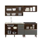 Cozinha Compacta Modulada 4 Peças Vidro Reflecta Amêndoa Chum