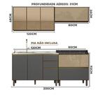 Cozinha Compacta Modulada 4 Peças Vidro Reflecta Amêndoa Chum