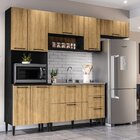 Cozinha Compacta Modulada 8 Portas 4 Gavetas Raviolli  Preto/