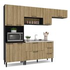 Cozinha Compacta Modulada 8 Portas 4 Gavetas Raviolli  Preto/