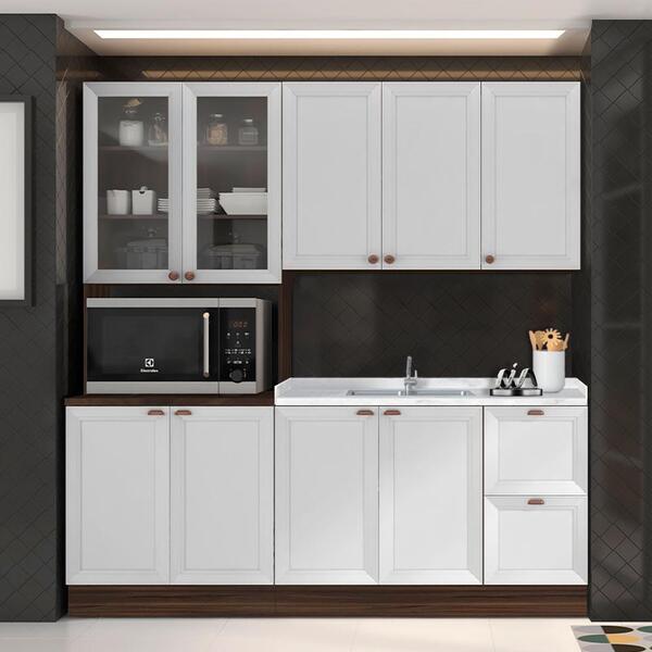 Cozinha Compacta Modulada Com Balcão Para Pia 120cm 3 Peças A