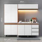 Cozinha Compacta Modulada Sabrina 200 Cm Armário Balcão 3 Pçs