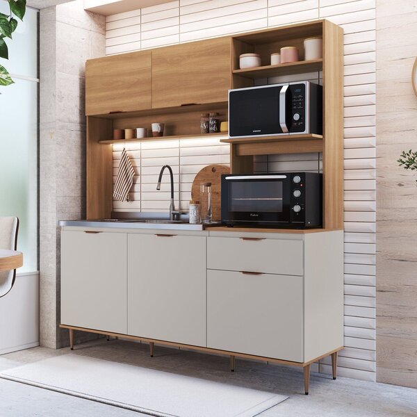 Cozinha Compacta Nicole 1,8m Com Espaço Para Forno E Microond