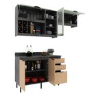 Cozinha Compacta Orquídea 180cm 3 Peças, 5 Portas E 3 Gavetas