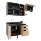 Cozinha Compacta Orquídea 180cm 3 Peças, 5 Portas E 3 Gavetas