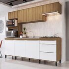 Cozinha Compacta Paola 8 Portas 2 Gavetas  Mel/branco Brilho