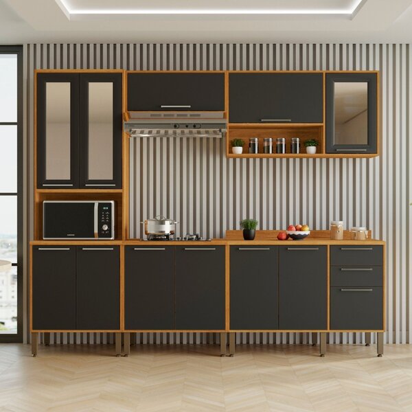 Cozinha Compacta Para Cooktop 5 Peças 12 Portas 2 Gavetas Par