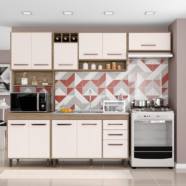 Cozinha Compacta Para Pia 4 Peças Newark Carvalho Off-white