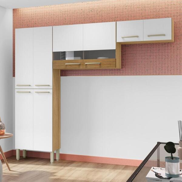 Cozinha Compacta Pequena 8 Portas Freijó