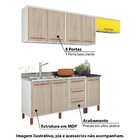 Cozinha Compacta Pistache Com 3 Aéreos E 2 Balcões Albatroz -