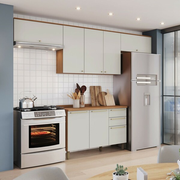 Cozinha Compacta Requinte 8 Portas 2 Gavetas Nature/areia - H