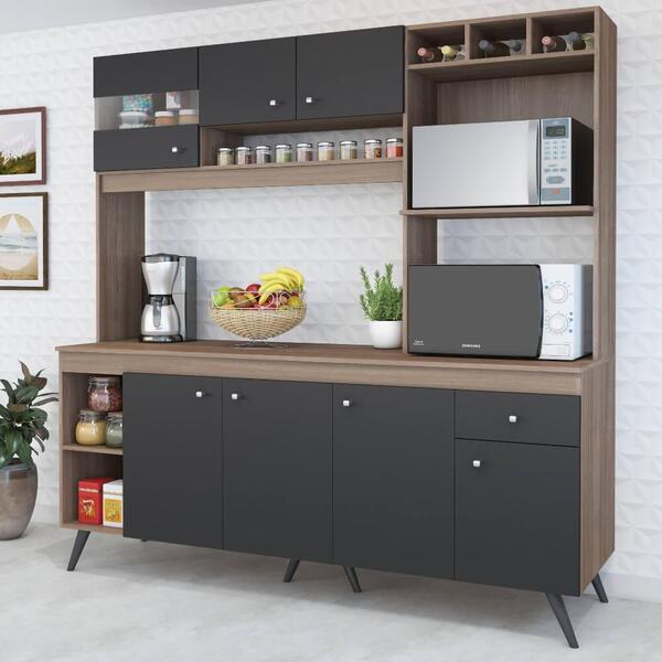 Cozinha Compacta Retrô Sabrina 7 Portas E Tampo - Teka/grafi