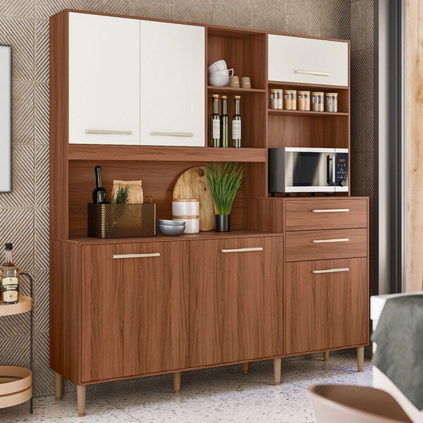 Cozinha Compacta Salsa 6 Portas 2 Gavetas Avelã/off White Cri