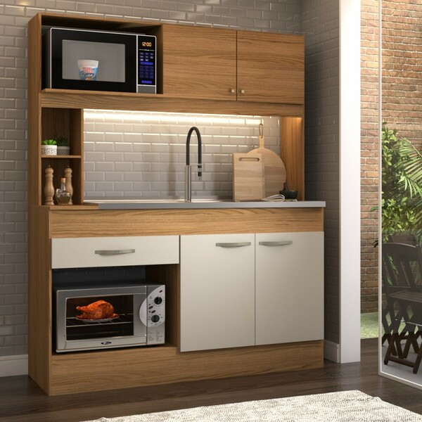 Cozinha Compacta São Paulo 4 Portas 1 Gaveta Cinamomo/off Whi