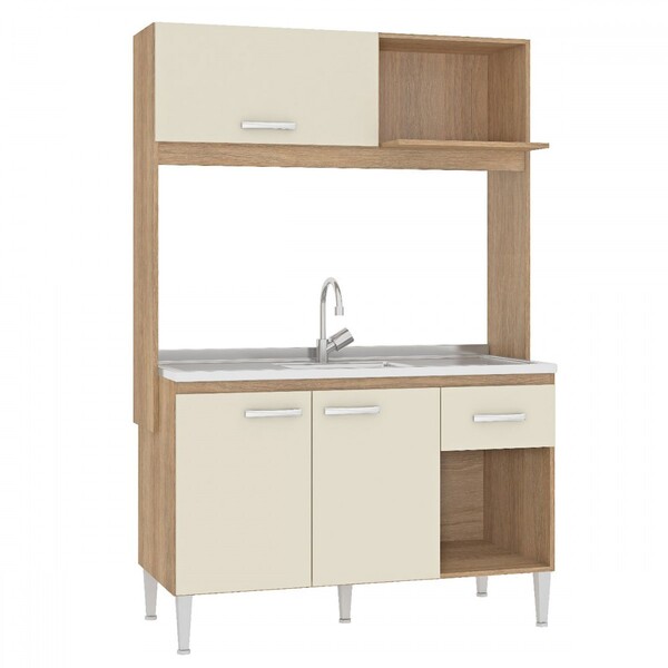 Cozinha Compacta Sarah S/t 123cm C/nicho P/micro Cc14-carvalho