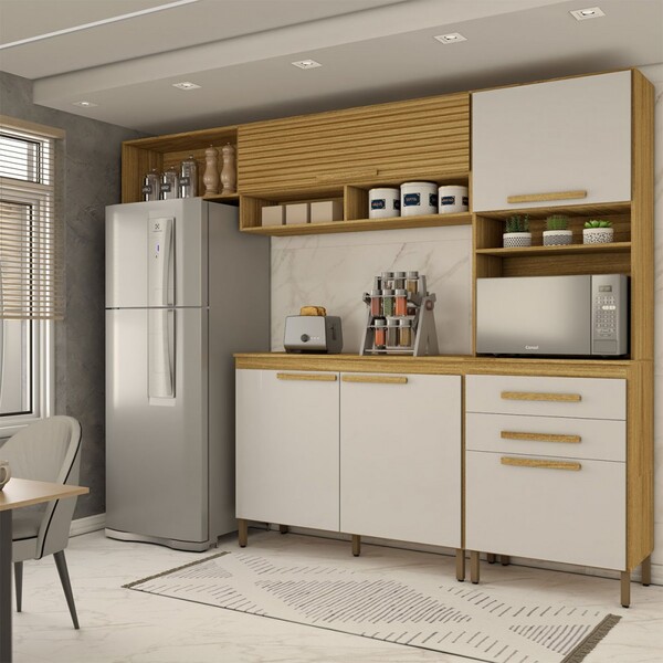 Cozinha Compacta Serena 5 Portas 2 Gavetas Marrocos/off White
